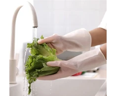 Herchr guminės pirštinės, skirtos indų plovimui, daugkartinio naudojimo buitinės pirštinės, guminės virtuvinės pirštinės indų plovimui, valymo pirštinės indų plovimui, baltos (m)