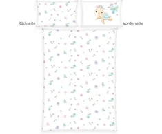 Patalynės komplektas Herding Babybest Little Turtle žieminė patalynė, pagalvės užvalkalas 40 x 60 cm su užlenkimu, antklodės užvalkalas 100 x 135 cm, su užtrauktuku, 100% medvilnė/flanelė, balta