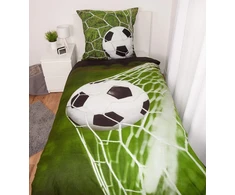 Herding futbolo patalynės komplektas, pagalvės užvalkalas 80 x 80 cm, antklodės užvalkalas 135 x 200 cm, mikropluoštas, juoda/pilka