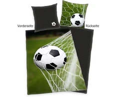 Herding futbolo patalynės komplektas, pagalvės užvalkalas 80 x 80 cm, antklodės užvalkalas 135 x 200 cm, mikropluoštas, juoda/pilka