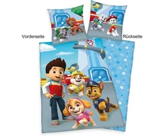 Herding Paw Patrol patalynės komplektas, pagalvės užvalkalas 65 x 65 cm, antklodės užvalkalas 140 x 200 cm, su lygiu užtrauktuku, medvilnė/renforcé