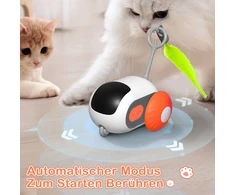 Hersance žaislas katėms savarankiškam užimtumui, interaktyvus besisukantis kamuoliukas su balso aktyvavimu ir 4 keičiamomis plunksnomis, usb įkraunamas kamuoliukas katėms, skirtas kačiukams ir šunims