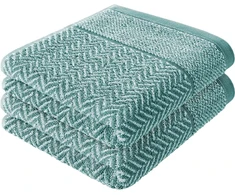 Rankšluostis Herzbach home rankšluosčių ir vonios rankšluosčių rinkinys, 100% medvilnė, raštuotas (ocean žalias / baltas, 2 vonios rankšluosčiai 70 x 140 cm)