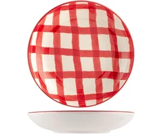 H&amp;h Lėkščių rinkinys 6 vnt. gilių lėkščių natalizi check, 20 cm, raudonos spalvos