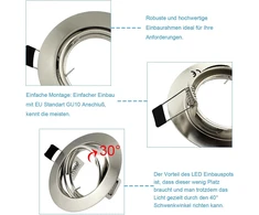 Lubinis šviestuvas Hibay 10 Led prožektorių rinkinys 230 V Gu10 Pasukamas įleidžiamas šviestuvas 68 mm skylės dydis Lubiniai prožektoriai Apvalus įleidžiamas prožektorius su 5 W šiltai balta lempute