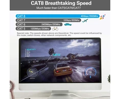 Hiipeak Lan Cat 8 tinklo kabelis 1 m 2 m 3 m 5 m 10 m 15 m 20 m 30 m Lan kabelis Cat 8 ethernet kabelis interneto kabelis plokščias su 40 Gigabit/s ir 2000 Mhz, baltas