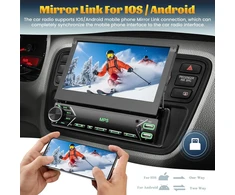 Automagnetola Hikity Automobilinis Radijas 1din su Ištraukiamu Ekranu, 7 Colių Rankiniu Būdu Ištraukiamas Ekranas 1 Din Radijas su Bluetooth Laisvų Rankų Įranga Fm Type-c 2usb Aux Mirror Link Swc Atbulinės Eigos Kamera