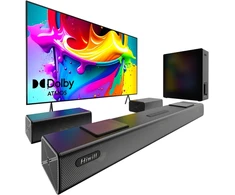 Kompiuterio kolonėlės Hiwill 5.1.2ch Dolby Atmos garso juosta, erdvinio garso sistema televizoriui, garso juosta televizoriams su 6.5 colių žemų dažnių garsiakalbiu, 2 galiniai erdvinio garso garsiakalbiai, 2 aukštyn nukreipti spinduliuojantys tvarkyklės
