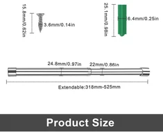Hjiama Teleskopinis strypas, 31–51 cm nerūdijančio plieno drabužių kabykla spintai, sidabrinė teleskopinė drabužių kabykla, spintoms, sieninėms lentynoms, rankšluosčių kabykla