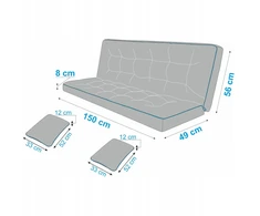 Hobbygarden Sūpynių pagalvė sodo suolui 150 cm storio, vandeniui atspari + 2 Jaśki