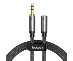 Hoco Toocki 3.5mm male to 3.5mm female Trs Aux audio kabelis 2m pilkas Mod3
