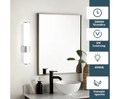 Homefire led veidrodinis šviestuvas vonios kambariui - 6 w veidrodinis šviestuvas vonios kambario sieninis šviestuvas 30 cm atsparus vandeniui ip44 chromas modernus neutrali balta 4000 k vonios kambario šviestuvas sieninis šviestuvas rūsiui virtuvei