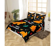 Homemissing kepto viščiuko gabalėlių patalynės komplektas, 155 x 220 cm, vaikiškas mielas dinozaurų antklodės užvalkalų komplektas berniukams, dinozaurų patalynės komplektas, kvėpuojantis viščiuko gabalėlių antklodės užvalkalas, kambario dekoras
