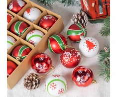 Homewit plastikiniai kalėdiniai eglutės žaisliukai, 16 vnt. kalėdinių žaisliukų pakuotė žalia, raudona, balta tradicinei kalėdinei eglutei papuošti, kalėdiniai eglutės žaisliukai eglutei ir kalėdoms