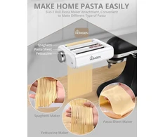 Homgen pastos priedas kitchenaid stacionariam maišytuvui 3-in-1 rinkinys su pastos voleliu, spagečių pjaustykle ir fettuccine pjaustykle, tvirti nerūdijančio plieno priedai, skirti kitchenaid