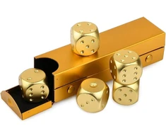 Hominas kauliukų dėžutės rinkinys iš 5 dalių, 5 kauliukai rummy stalo žaidimai žaidimo kubo stalo pokerio žaidimų rinkinys aliuminio lydinio dnd daugiabriaunių kauliukų dėžutės rinkinys kauliukų rinkinys (stačiakampio formos auksinis)