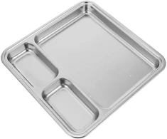 Homsfou 1 dalies nerūdijančio plieno tinklelis, nerūdijančio plieno lėkštė su skyreliais, 3 dalių mini padėklas, pusryčių užkandžiai, mini maisto indelis, kvadratinė vakarienės lėkštė su keliomis sekcijomis