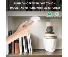 Honwell Led Puck lempos, maitinamos baterijomis, itin plona spaudžiama lempa su 60 liumenų, jutiklinė lempa, klijuojamas apšvietimas po spintele, idealiai tinka spintelėms ir spintoms, 3 vnt., balta