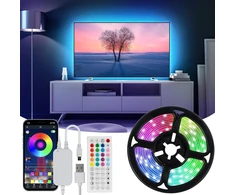 Hoobabuy Led Tv apšvietimas, Led juosta 3 metrai, tinka 40-55 colių televizoriams ir kompiuteriams, valdymas programėle ir nuotolinio valdymo pulteliu, Rgb, 30 šviesos diodų/m, maitinamas per Usb