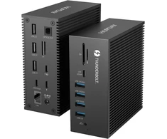 Hopday 18-in-1 Thunderbolt 3 dokas, skirtas Usb-c nešiojamiesiems kompiuteriams, 100w įvestis, įkrovimas nešiojamam kompiuteriui, telefonui, 8k Dp, 1 Gbps Ethernet, audio, Usb-a 10gbs, Usb-c 10gbs, Sd/tf, optinė išvestis (juodas)