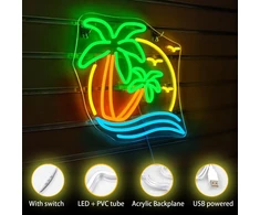 Horseneon neoninis ženklas su kokoso palmės atvaizdu, neoninis ženklas su kokoso palmės jūra, neoninis led su usb jungtimi, kokoso palmės šviesa, reklama miegamajam, vasaros paplūdimiui, alaus bistro klubui