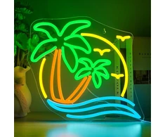 Horseneon neoninis ženklas su kokoso palmės atvaizdu, neoninis ženklas su kokoso palmės jūra, neoninis led su usb jungtimi, kokoso palmės šviesa, reklama miegamajam, vasaros paplūdimiui, alaus bistro klubui