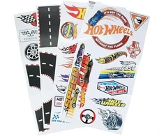 Hot Wheels sienų lipdukai - oficialiai licencijuoti sienų lipdukai vaikų kambariui, daugkartinio naudojimo žaislinis greitkelis, žaidimų kambario sienų lipdukai, dekoracijos, speedway gatvės, miegamojo dekoras