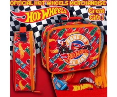 Hot Wheels vaikiška pietų dėžutė automobilių pietų dėžutė mokyklinis kelioninis izoliuotas pietų krepšys su puodelio laikikliu, raudonas, pietų dėžutė