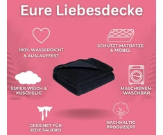 Hotgreenpepper Love Blanket neperšlampamas meilės antklodė – neperšlampama minkšta antklodė, neperšlampama antklodė lovai, kušetei, sofai, kušetei katėms, šunims, naminiams gyvūnams, juoda, xl: 145 x 216 cm