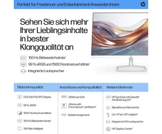 Hp series 5 524sa fhd ips monitorius su garsiakalbiais | 60,5 cm (23,8 colio) | 100 hz | 16:9 | 1500:1 kontrastas | 99% srgb | hdmi 1.4 | vga | neatspindintis | pakreipimas -5°+25° | tvariai pagamintas | baltas