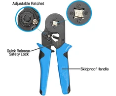 Hsc8 6-4 0.08-10 mm² savaime prisitaikantis vielos antgalių užspaudimo įrankių rinkinys, antgalių užspaudimo replės, vielos nuėmiklis, automatinis užspaudimo įrankis izoliuotiems, neizoliuotiems vielos lynų reketiniams kabelių antgaliams