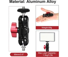 Objektyvas Hsu aliuminio lydinio dvigubos galvutės adapteris, magic arm su 1/4" sriegiu dslr kamerai