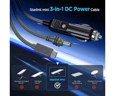 Hugener 3 viename Starlink Mini maitinimo kabelis 3m, kelių prievadų maitinimo kabelis su Usb Type-c, automobilinio įkroviklio adapteriu ir Dc prievadu, skirtas Starlink Mini