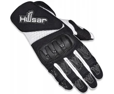 Husar Mx1 baltos tekstilinės motociklinės pirštinės