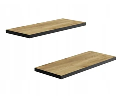 Hws Furniture 2x sieninė lentyna svetainei, ąžuolo spalvos, juoda apdaila, 40 cm