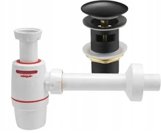 Hydro-era praustuvo sifonas Wirquin Neo Air + juodas Click Clack kamštis su persipylimu