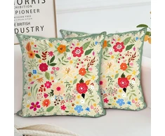 Hzykdwd 2 dalių gėlių rašto 50 x 50 cm boho gėlių vintažiniai dekoratyviniai pagalvėlių užvalkalai 50 x 50 cm dvipusiai atspausdinti namų sofai svetainei miegamajam žalia