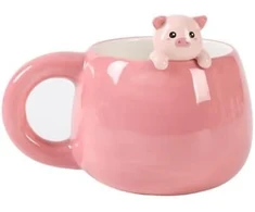 I-total® - Keramikinis puodelis su gyvūno motyvu ant krašto arbatai ar kavai (piggy) 450 ml