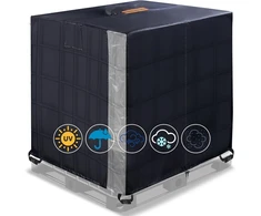 Ibc konteinerio uždangalas 1000l, 420d ibc konteinerio tentas, atsparus dulkėms, anti-uv su vandeniui atspariu užtrauktuku ir skaidriu langu lauko 275 galonų vandens talpai (120 x 100 x 116 cm)