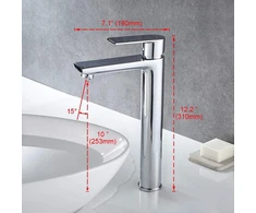 Ibergrif Vonios Maišytuvas, Aukštas Praustuvo Maišytuvas, Vandens Taupymo (maišytuvas su Snapelio Aukščiu 253 mm), Maišytuvas su 40 cm Šalto/karšto Vandens Jungtimi, Vonios Maišytuvas Kriauklei, Žalvaris, Chromas