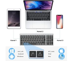 Iclever Bk10 Bluetooth klaviatūra, belaidė įkraunama su 3 Bluetooth kanalais, stabilus ryšys, itin plonas ergonomiškas dizainas, belaidė klaviatūra, skirta Ios, Android, Windows