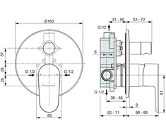 Ideal Standard A7193aa potinkinis vonios maišytuvas - dušo chromas