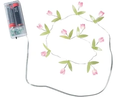 Ideen mit Herz Led vielių girlianda | Gėlės | Gėlių fėjų girliandos | Pavasaris | Vasara | 10 Led | Šilta balta | 75 cm ilgio | Maitinamas baterijomis | Su laikmačio funkcija (rožinė)