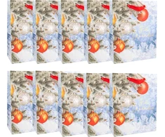 Idena 30500 -10 Dovanų maišeliai Baltas Christmas, 10 vnt., dovanų maišeliai, dydis 25 x 34 x 9 cm, popieriniai maišeliai Kalėdoms