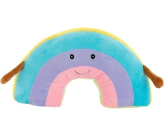 Idena 40257 Minkšta pagalvėlė Rainbow, dekoratyvinė minkšta pagalvėlė su rankomis ir veidu, minkštas žaislas kūdikiams ir vaikams, apie 47 cm, asorti dizainai