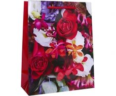 Idena 90225 Dovanų maišeliai Classic Flowers, 10 vnt., dovanų maišeliai, dydis 18 x 23 x 8 cm, blizgūs popieriniai maišeliai su spalvingomis gėlėmis
