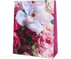 Idena 90225 Dovanų maišeliai Classic Flowers, 10 vnt., dovanų maišeliai, dydis 18 x 23 x 8 cm, blizgūs popieriniai maišeliai su spalvingomis gėlėmis