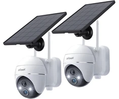 Iegeek 2k lauko stebėjimo kamera, akumuliatorinė, saulės energijos stebėjimo kamera su 355°/140° pasukimu, 20 m spalvoto naktinio matymo, pir judesio jutikliu, sirenos/baltos šviesos signalu, 4 dbi dviguba antena, ip65