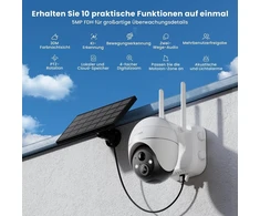 Iegeek 5mp lauko stebėjimo kamera, akumuliatorius, Ptz stebėjimo kamera, lauko Wlan su saulės baterija, Pir judesio jutiklis, 30 m spalvotas naktinis matymas, dvipusis garsas, 2,4 Ghz Wifi, 4dbi Wifi antena
