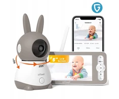 Iegeek elektroninė auklė su wifi kamera, pasukama, full hd + 5" lcd monitorius, 4x priartinimas